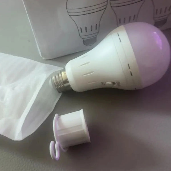 Foco LED recargable A21 E26 con gancho portátil