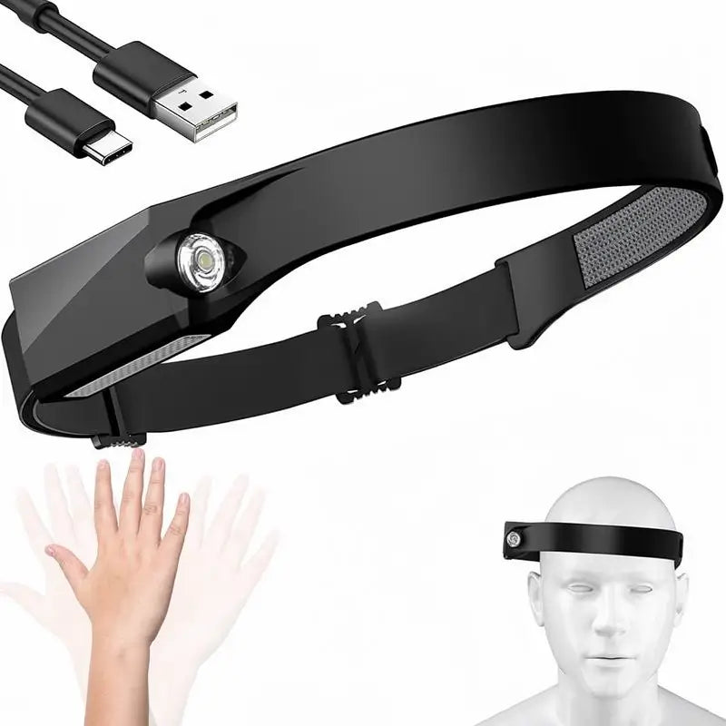 Lámpara de Cabeza Recargable 2 pzas, Linterna Frontal LED Gran Angular de 230° con Sensor de Movimiento para Adultos - Equipo de Camping, Impermeable para Senderismo, Correr, Reparaciones, Pesca y Ciclismo