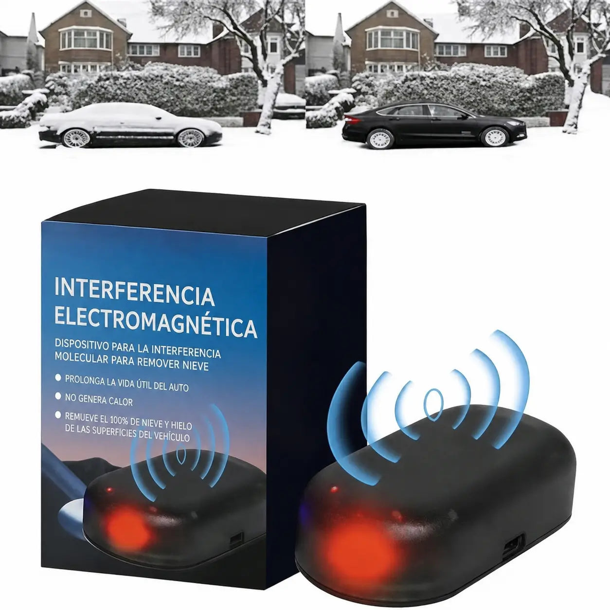 Dispositivo anticongelante electromagnético para auto con carga USB y solar, ayuda a retirar nieve y hielo en estacionamiento exterior de invierno