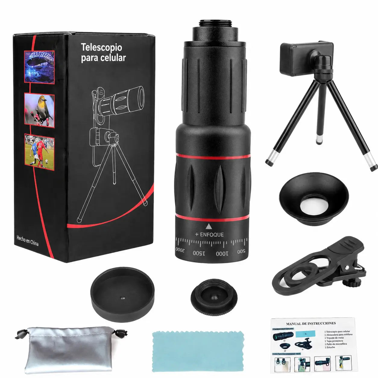 Lente telefoto 28X-36X para celular con clip universal para fotos y videos HD en conciertos, viajes, aves y paisajes lejanos