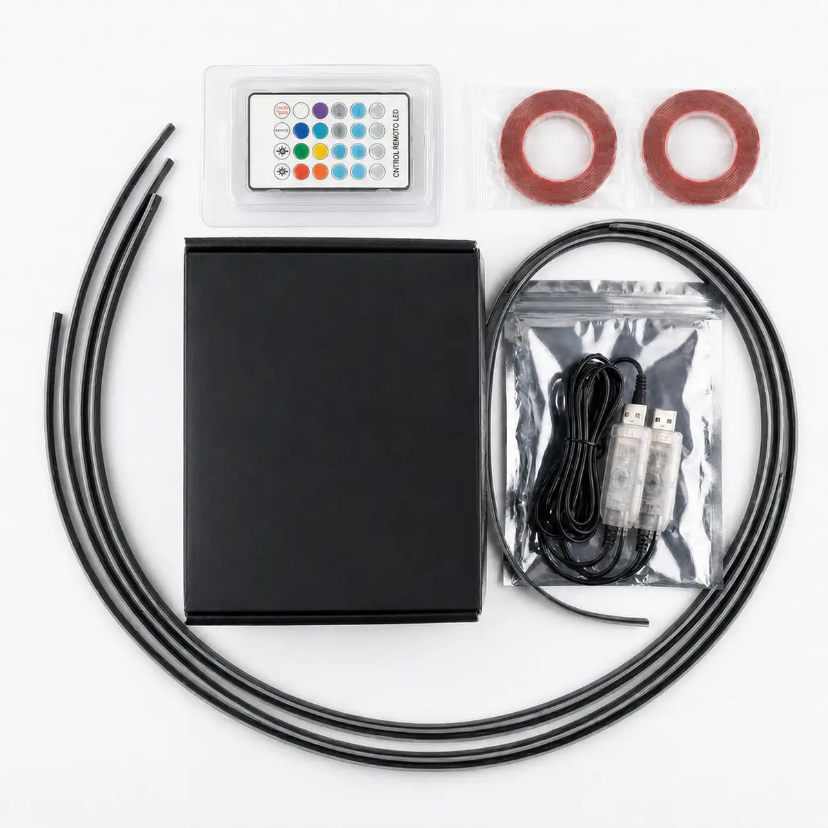 Iluminación interior LED RGB USB para auto con modos dinámicos y sincronización musical