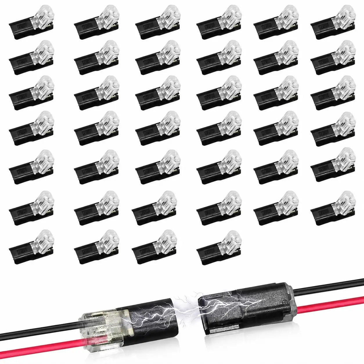 Conectores rápidos de 2 pines para tiras LED de bajo voltaje, con broche seguro para cableado DIY en auto y hogar