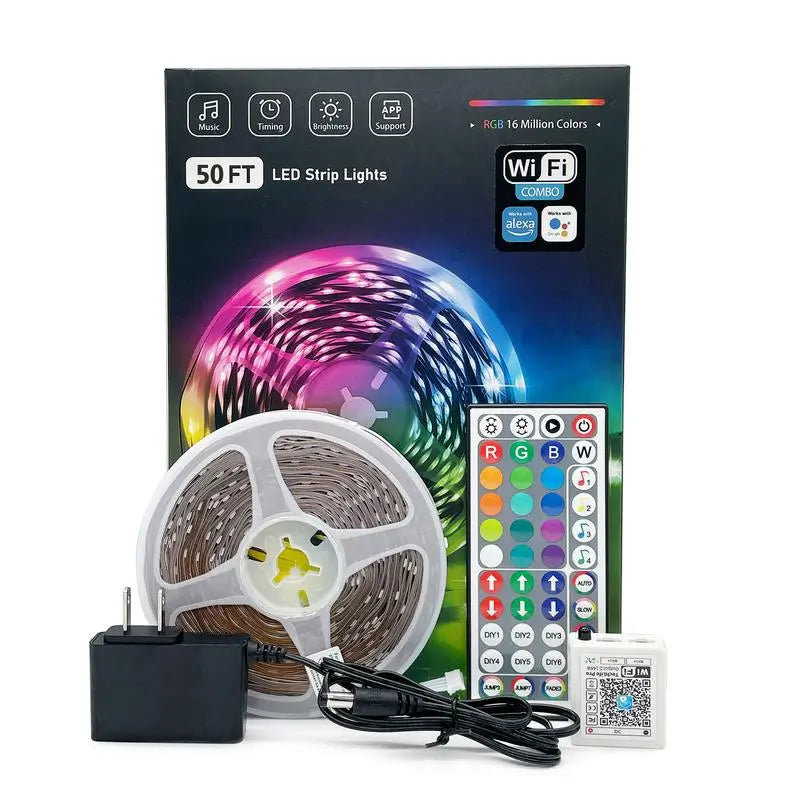 Tira de Luces LED Inteligentes WiFi 30m y 15m, Tira RGB Compatible con Alexa y Google Assistant, Sincronización de Música para Decoración de Recámara