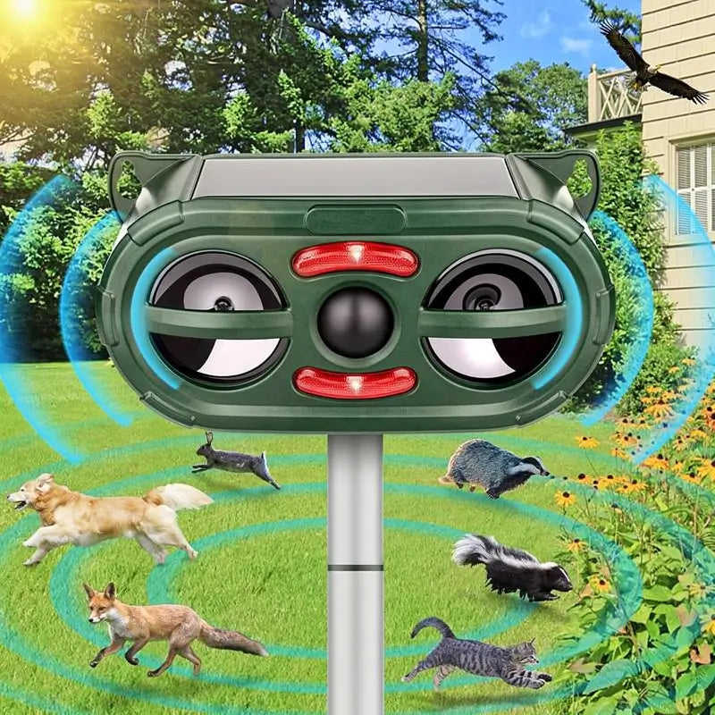 Repelente Solar para Animales, Ahuyentador Ultrasónico de Venados, Dispositivo Impermeable para Control de Plagas en Granjas y Huertos
