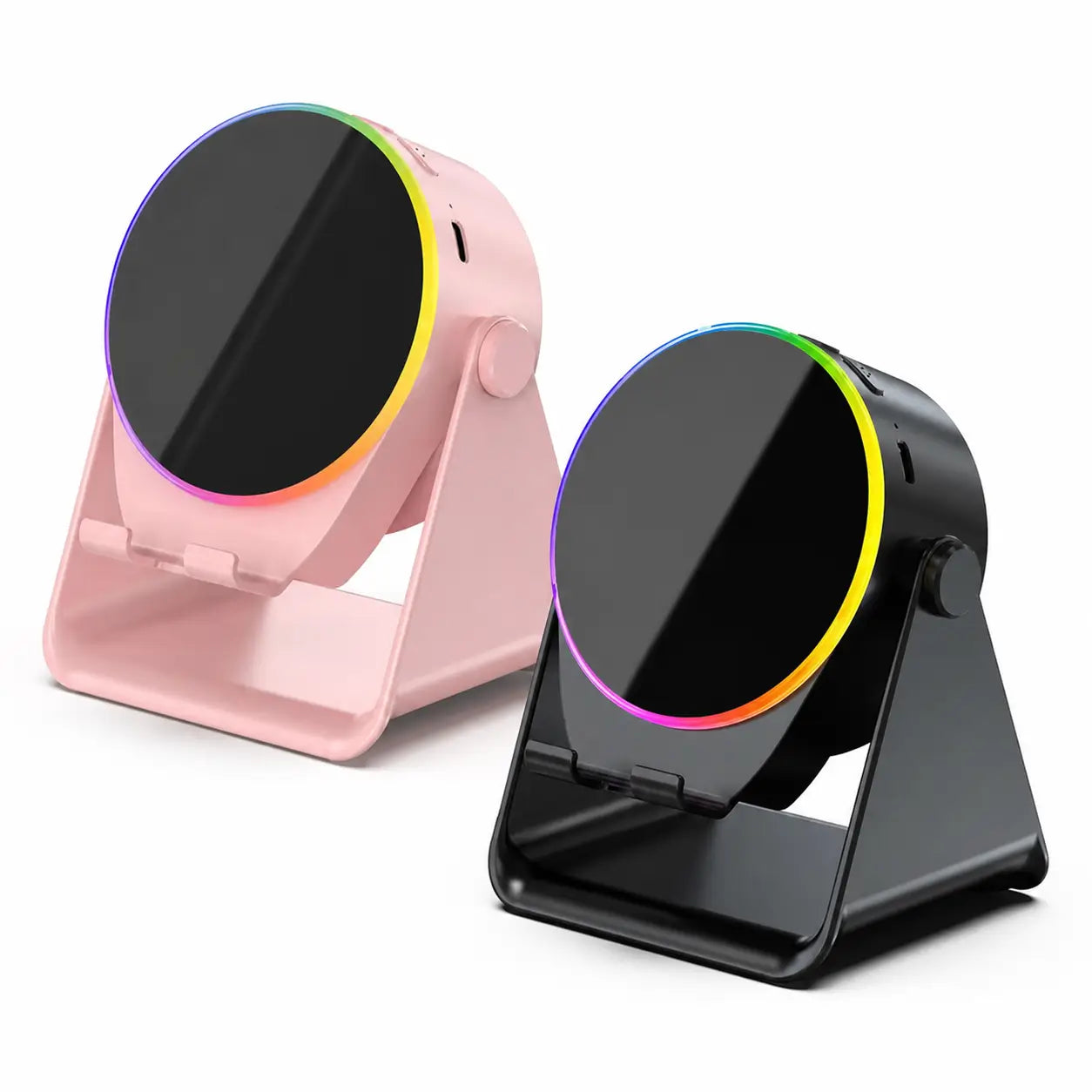 Bocina Bluetooth 5.3 con soporte para celular, giro 360°, luz RGB y audio por inducción para casa, oficina, viajes y tablet