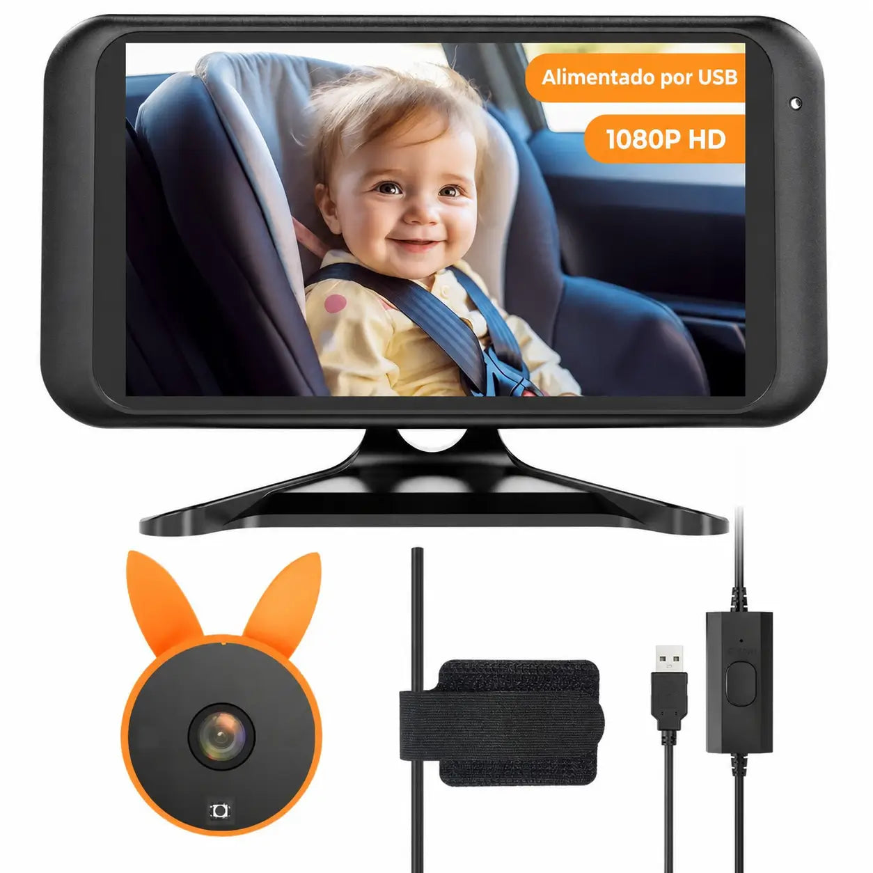 Monitor dual para bebé en auto con pantalla 7.2” 1080P, visión nocturna y vista dividida para dos niños en viajes familiares