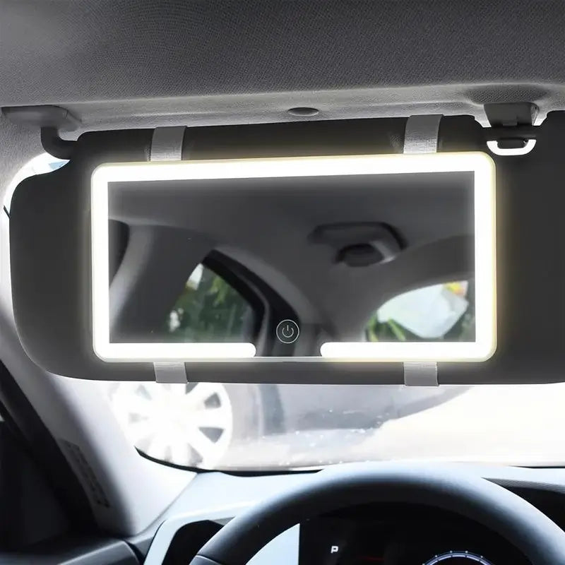 Espejo de Maquillaje para Visera de Auto - Pantalla Táctil LED con Brillo Ajustable - Espejo de Vanidad HD Recargable para Interior de Coche - Accesorios Esenciales