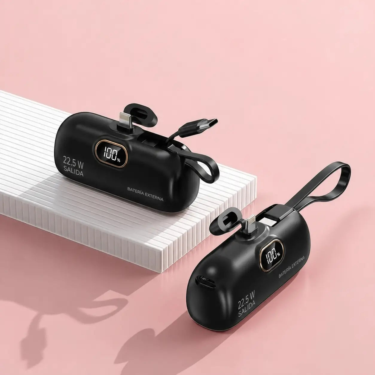 Batería portátil mini 5000mAh con carga 22.5W, USB-C y USB-A, compacta y ligera para celular en viajes, oficina y uso diario