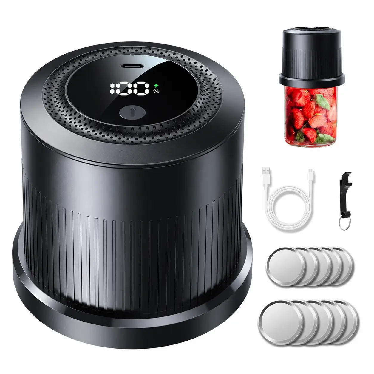 Kit sellador al vacío eléctrico para frascos Mason de boca ancha y regular, bolsas y botellas, conservación automática de alimentos en casa