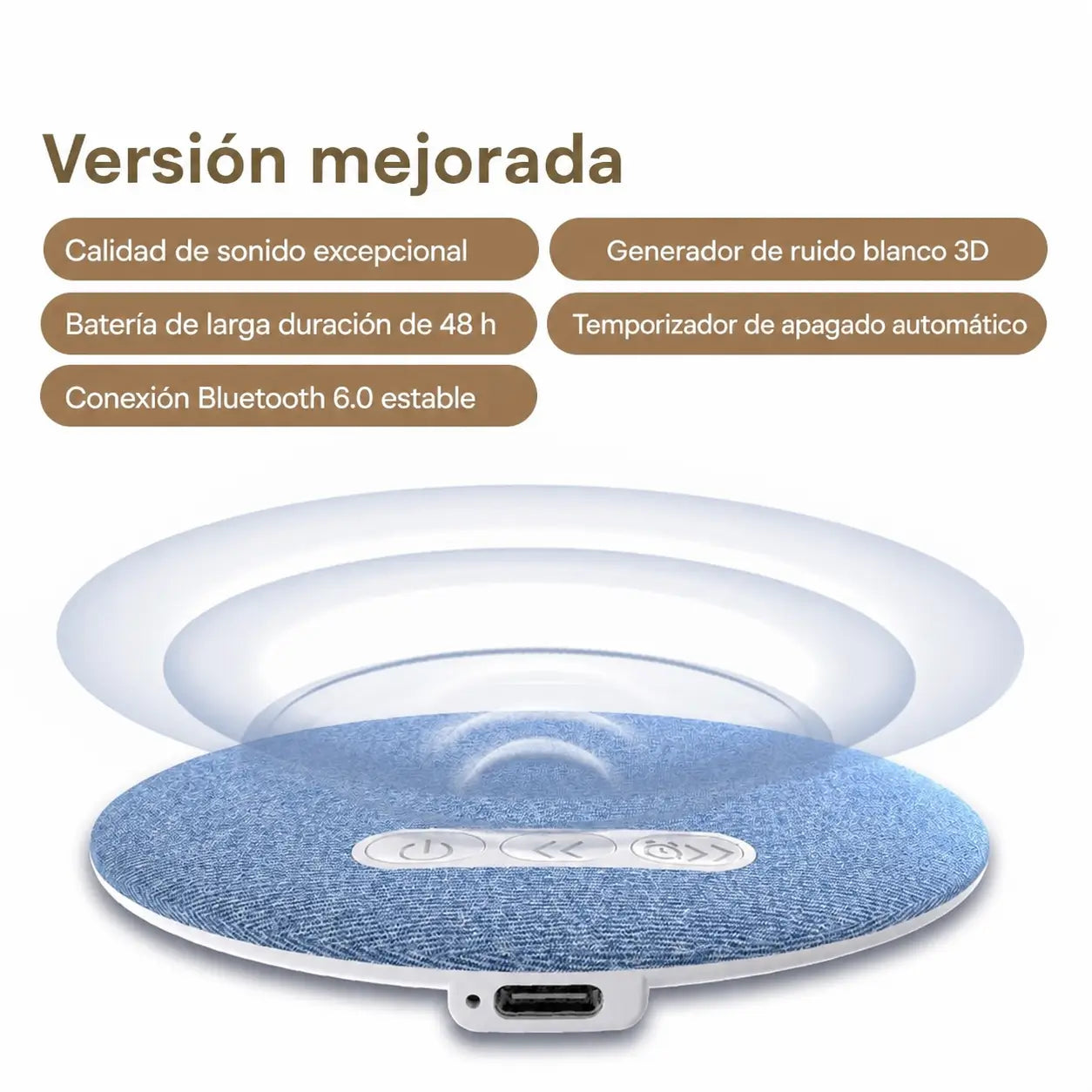 Bocina Bluetooth para almohada S-1 ultradelgada con ruido blanco y temporizador para dormir sin audífonos cómodamente