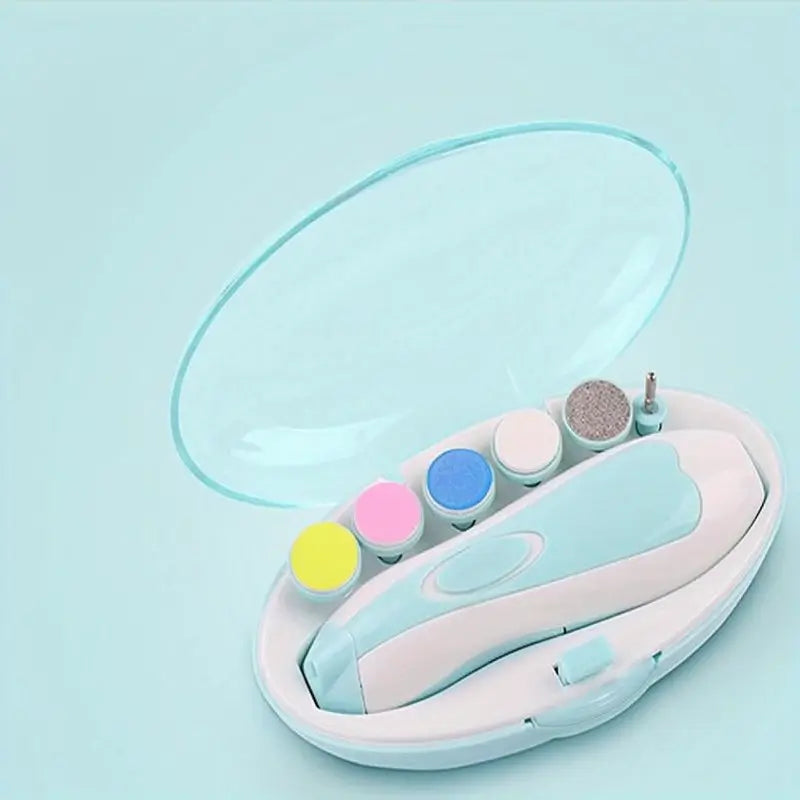 Lima de Uñas Eléctrica para Bebé 6 en 1, Kit de Manicura y Pedicura para Niños y Adultos - Set de Aseo Portátil con 4 Accesorios
