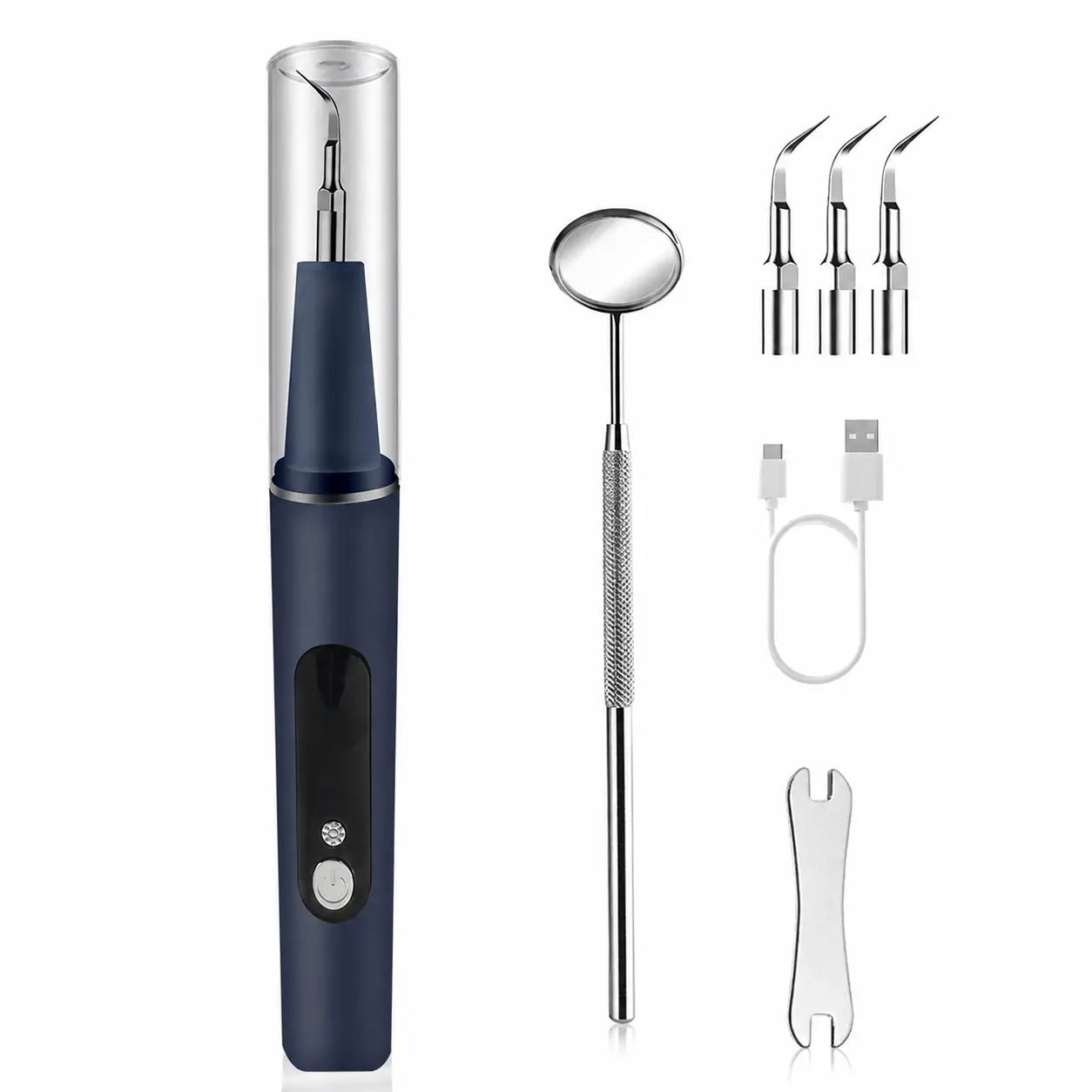 Raspador dental ultrasónico con vibración magnética, luz LED y cabezales reemplazables para higiene bucal diaria contra placa y sarro adultos