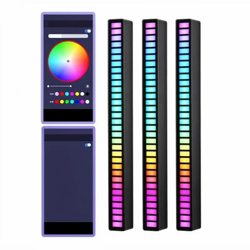 Luz de Ritmo RGB Moderna Controlada por Voz Barra LED Rítmica USB para Gaming Esports y Fiestas Lámpara Ambiental Sensible al Sonido para Auto y Escritorio Decorativa Portátil Recargable de Acrílico