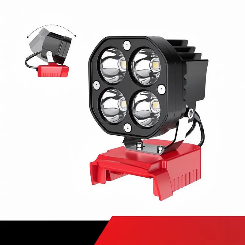 Lámpara de Trabajo LED Inalámbrica 18V – 40W 6000LM Compatible con Batería Milwaukee, Reflector Ajustable para Construcción, Taller Mecánico y Camping