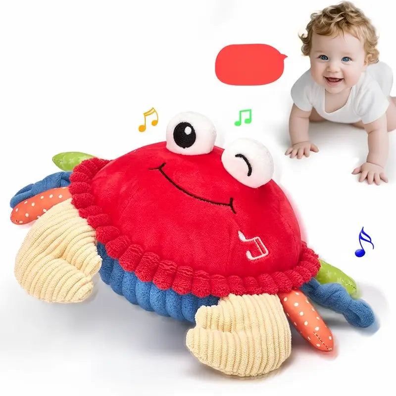 Cangrejo de Peluche Musical para Bebé - 48 Canciones y Función de Repetición - Juguete para Gatear con Movimiento y Sonido - Juguete Sensorial para Niños de 0 a 12 Meses