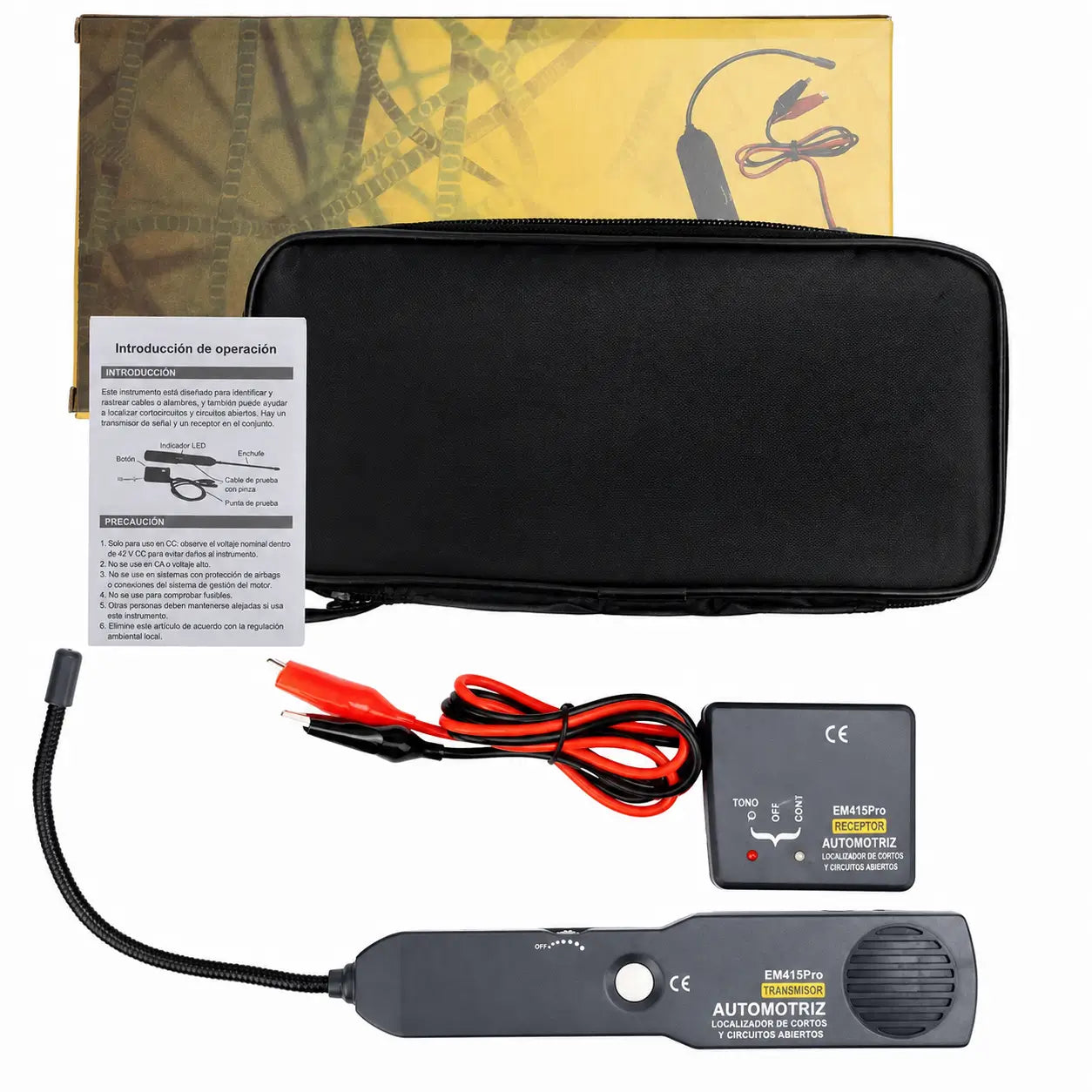 Probador de circuitos automotrices DC <42V con detector de cortos y cables abiertos para diagnóstico rápido y reparación eléctrica de autos
