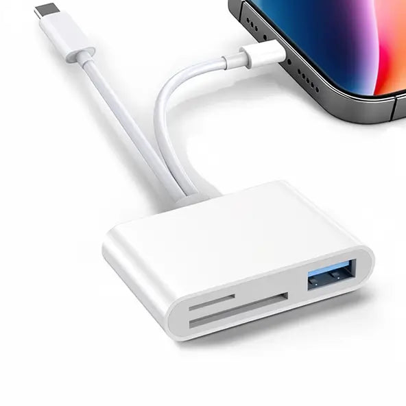 Lector de Tarjetas SD 5 en 1 para Celulares y Tablets – Adaptador Dual USB-C y Lightning, Soporta SD/MicroSD/USB 3.0, Transferencia Rápida, Plug & Play