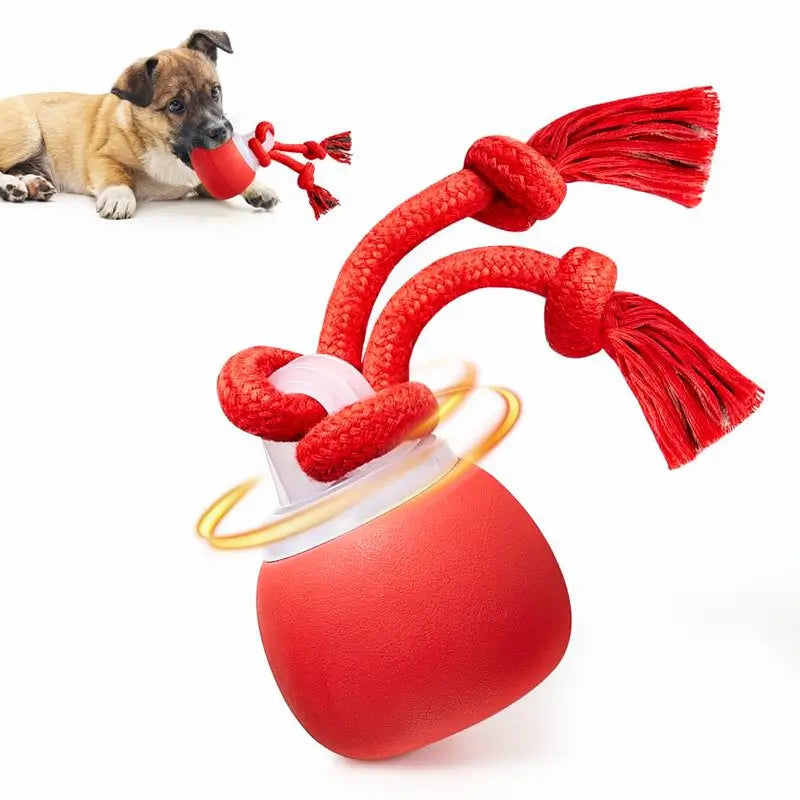 Pelota de Juguete Interactiva para Perro, Activada por Tacto, Recargable, con Sonido y Cuerda para Jugar, para Perros Pequeños y Medianos, Rojo Oscuro, Pelota de Entrenamiento