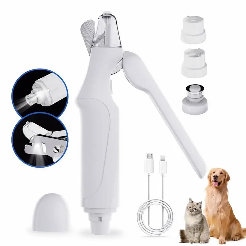 Cortauñas y limador de uñas 2 en 1 para mascotas, kit eléctrico ultrasilencioso, recargable, ideal para perros y gatos de todos los tamaños