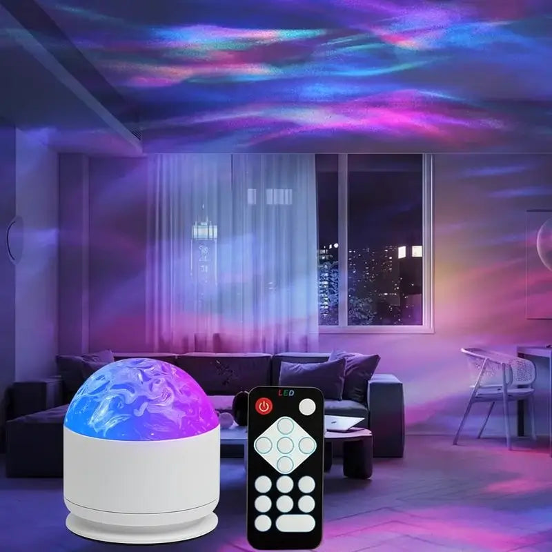 Proyector de Luz de Estrellas con 2 Escenas y 7 Colores, Ritmo Musical y Efecto de Olas de Mar 3D, Luz Nocturna Romántica para Recámara y Fiestas