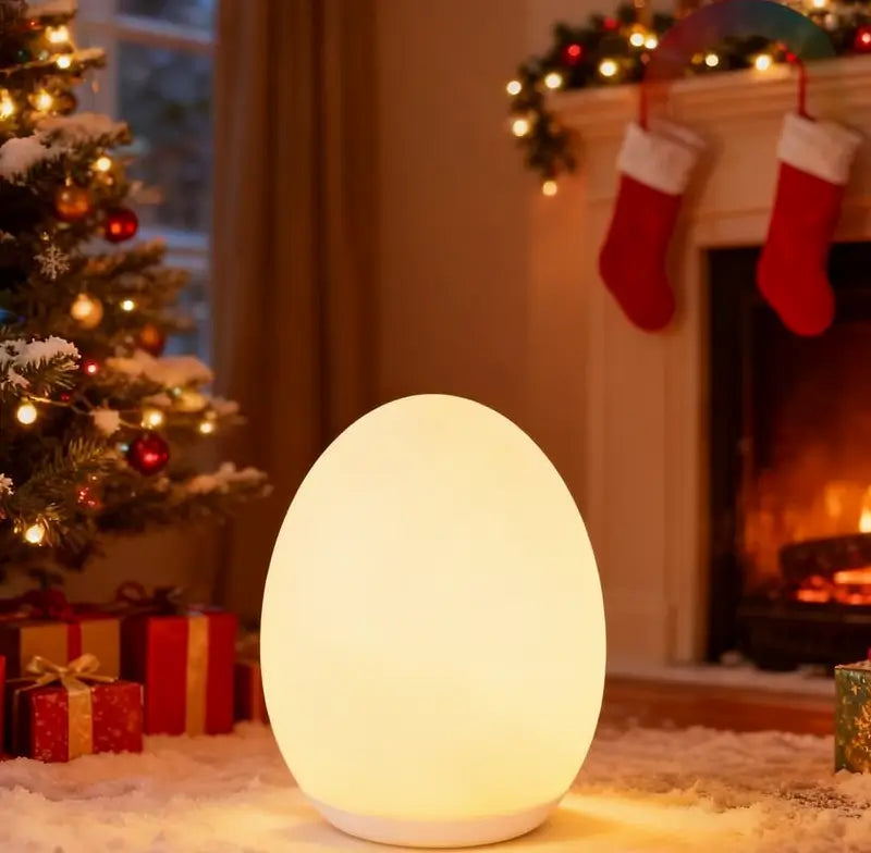 Lámpara de Noche para Niños, Luz de Huevo para Cuarto de Bebé con 7 Colores RGB, Atenuación Continua y Control Táctil Recargable