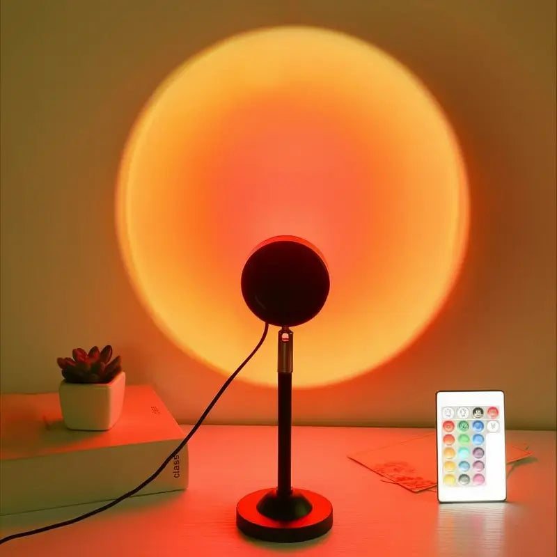 Lámpara Proyectora de Atardecer con Control Remoto RGB, Luz Ambiental Ajustable 180°, 4 Modos de Iluminación para Recámara, Sala de Juegos, Fotografía y Decoración de Interiores, Regalo de Navidad