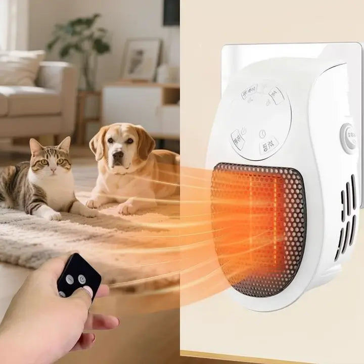 Calentador Eléctrico de Pared para Espacios Pequeños y Cuarto de Mascotas, Calefactor Compacto con Control Remoto, Termostato Ajustable, Temporizador y Pantalla LED, Ideal para Baño