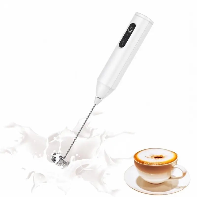 Espumador de Leche Recargable, Batidor de Mano con 3 Velocidades, Mezclador de Café Eléctrico, Batidor de Acero Inoxidable Desmontable para Latte, Capuchino, Matcha y Huevo
