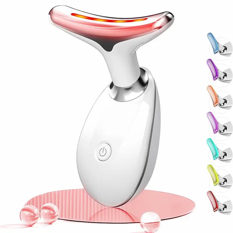 Masajeador Facial y de Cuello con 7 Luces LED, Herramienta de Cuidado de la Piel de 7 Colores, Dispositivo de Belleza para Rostro y Cuerpo, Regalo para Mujer