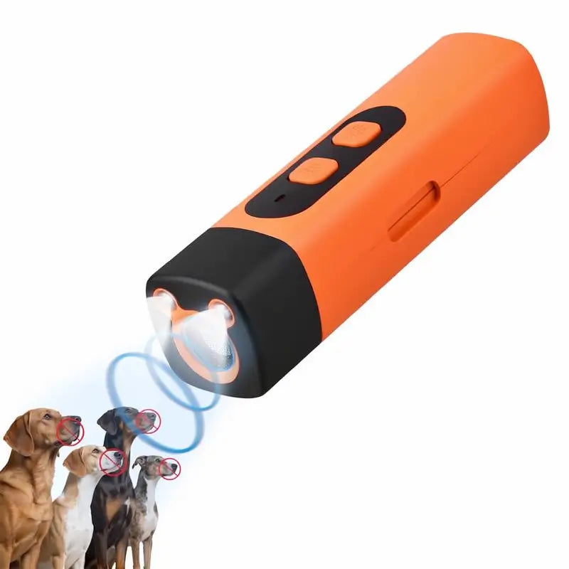 Dispositivo ultrasónico antiladridos recargable con linterna LED y alcance de 9 m para entrenamiento canino y uso diario en casa o paseo
