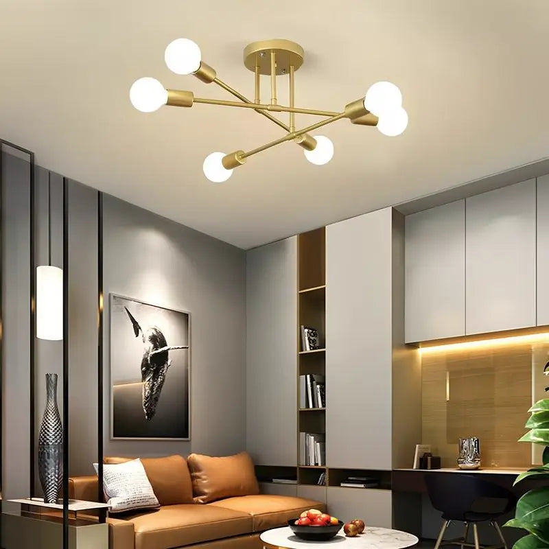 Lámpara de Techo de 6 Luces, Diseño Moderno e Industrial
