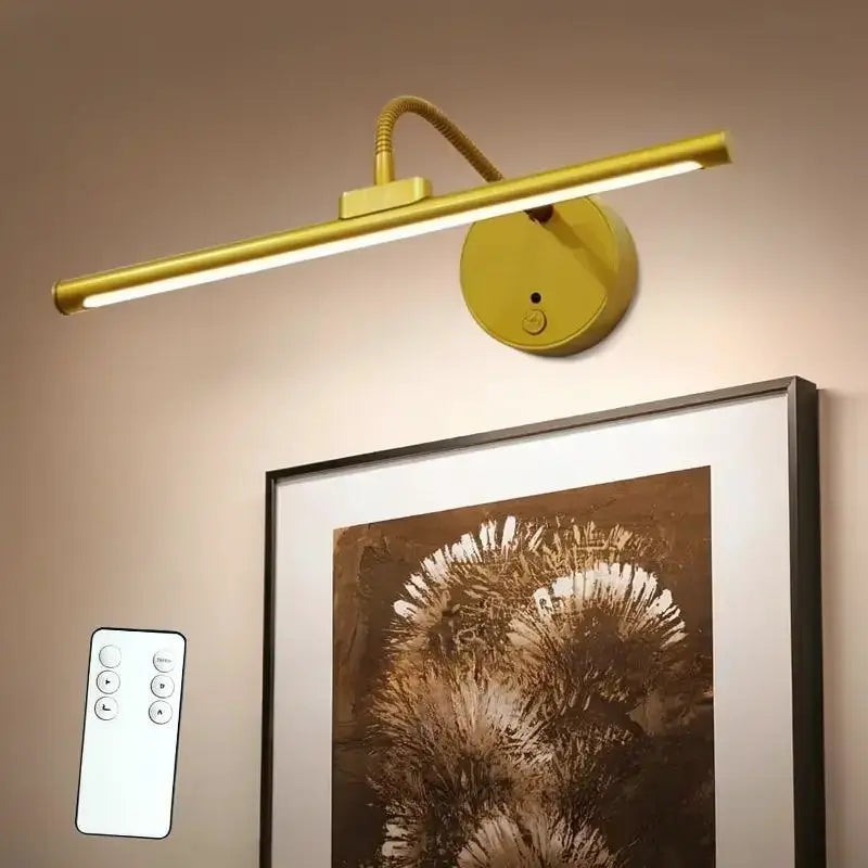 Lámpara de pared recargable USB para cuadros con control remoto, luz ajustable y rotación 360° para arte y decoración interior