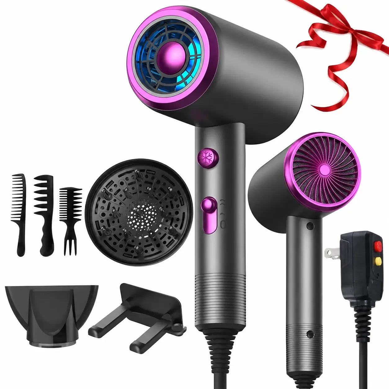 Secadora de cabello compacta G2 con tecnología iónica, aire frío rápido y accesorios para alisar, definir rizos y reducir frizz