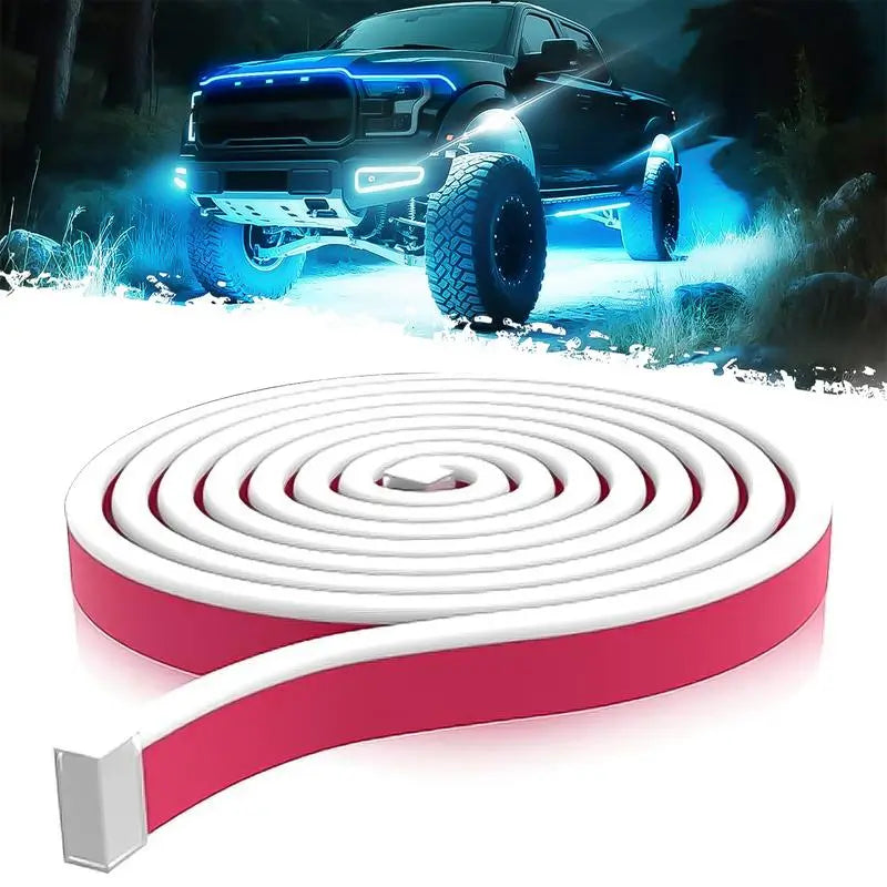Tira LED DIBMS para cofre de auto 180 cm, luz DRL azul hielo 12V con escaneo dinámico e instalación fácil para personalizar tu carro