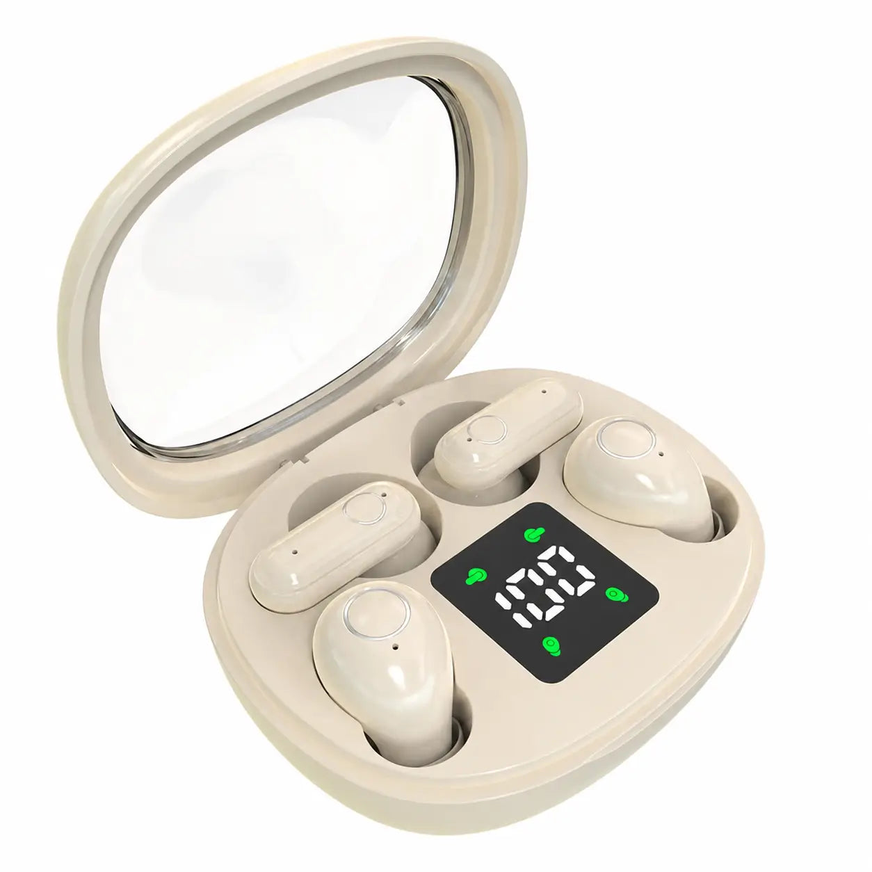 Audífonos Bluetooth 5.4 invisibles con micrófono y estuche compacto para dormir, trabajar, hacer ejercicio con control táctil y resistencia IPX5