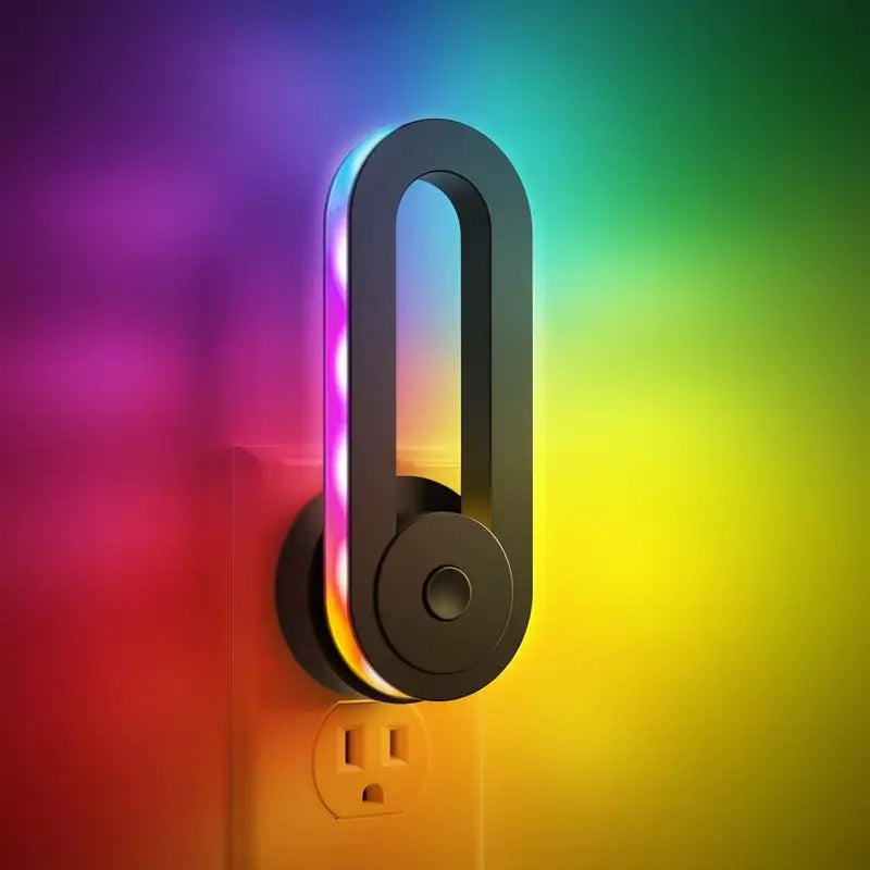 Lámpara de Noche LED RGB con Efecto de Flujo Arcoíris, 3 Modos, Rotación de 180° y Sensor Inteligente. Lámpara Decorativa para Cuarto de Gaming, Recámara o Buró