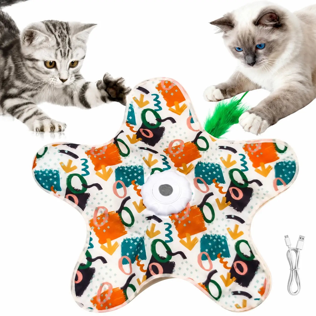 Juguete interactivo recargable para gatos con pluma oculta y 3 modos, ideal para juego y ejercicio diario felino en casa