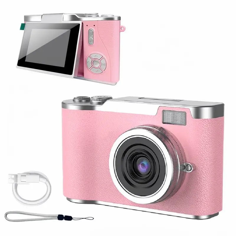 Cámara Digital Retro CCD para Estudiantes, Pantalla Plegable 1080P, Mini Cámara Fotográfica con Juegos y Filtros, Zoom Digital
