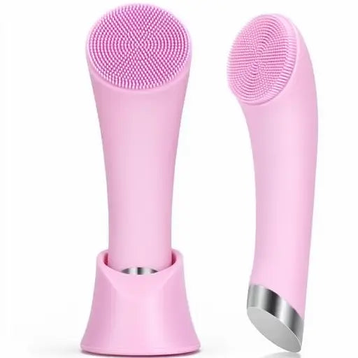 Cepillo Limpiador Facial Térmico y Vibratorio con Masajeador, Limpiador Eléctrico de Silicona para Mujer y Hombre, Limpieza Profunda y Exfoliación Suave (Rosa)