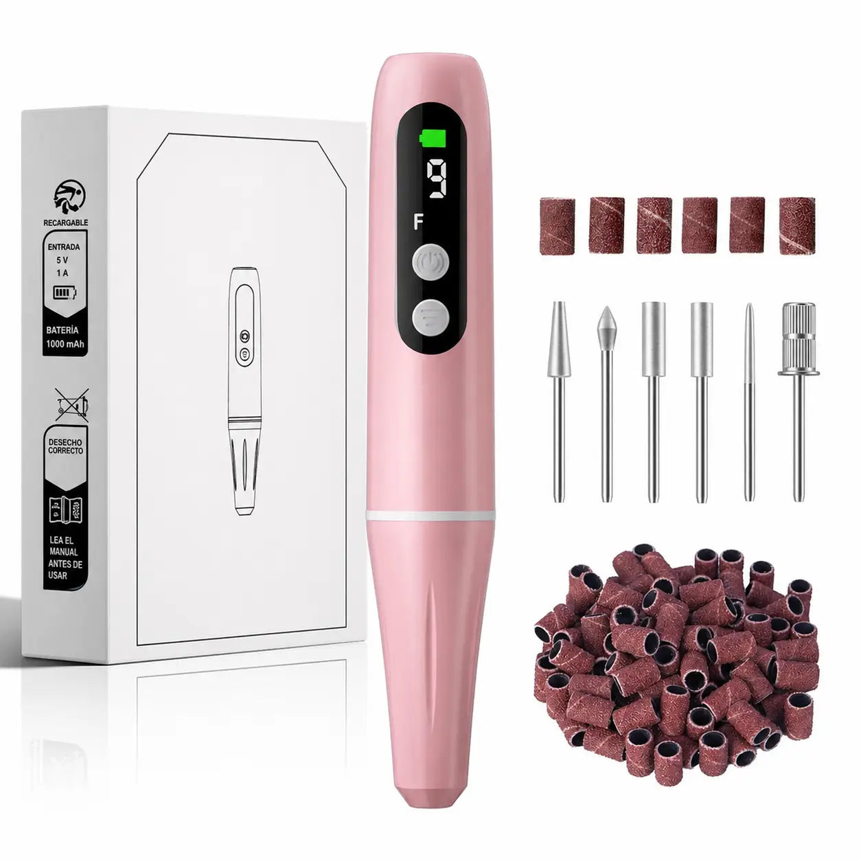 Lima eléctrica recargable para uñas 20000 RPM con 9 velocidades, ideal para manicure y pedicure en casa o salón preciso y portátil
