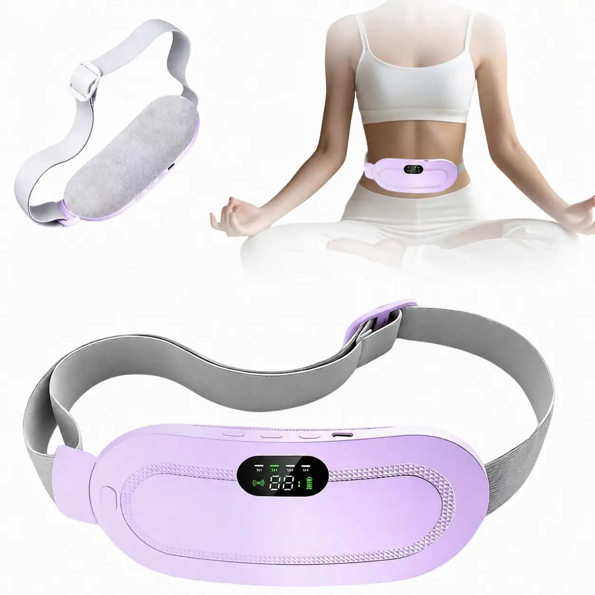 Almohadilla térmica inalámbrica con calor instantáneo y vibración ajustable para cintura, abdomen y alivio diario en casa