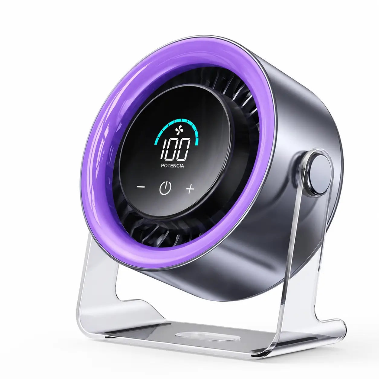 Ventilador de mesa recargable y portátil con pantalla digital, 100 velocidades y flujo silencioso para oficina, recámara o cocina en casa