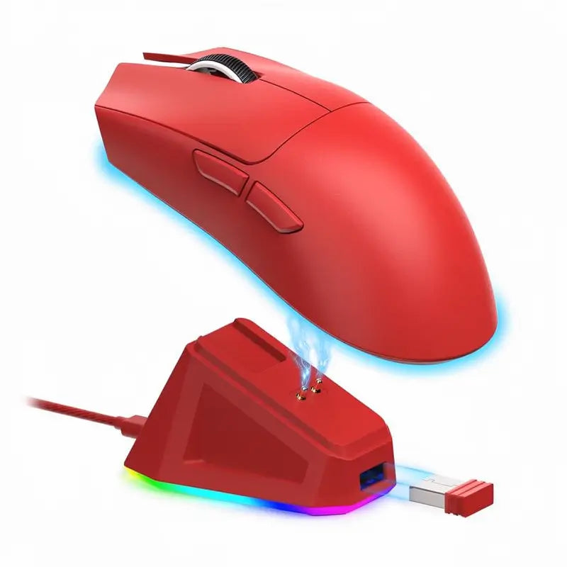 Mouse Gamer Inalámbrico Recargable con Iluminación RGB y Base de Carga, Sensor Óptico para Juegos y Oficina, Accesorios para Gaming