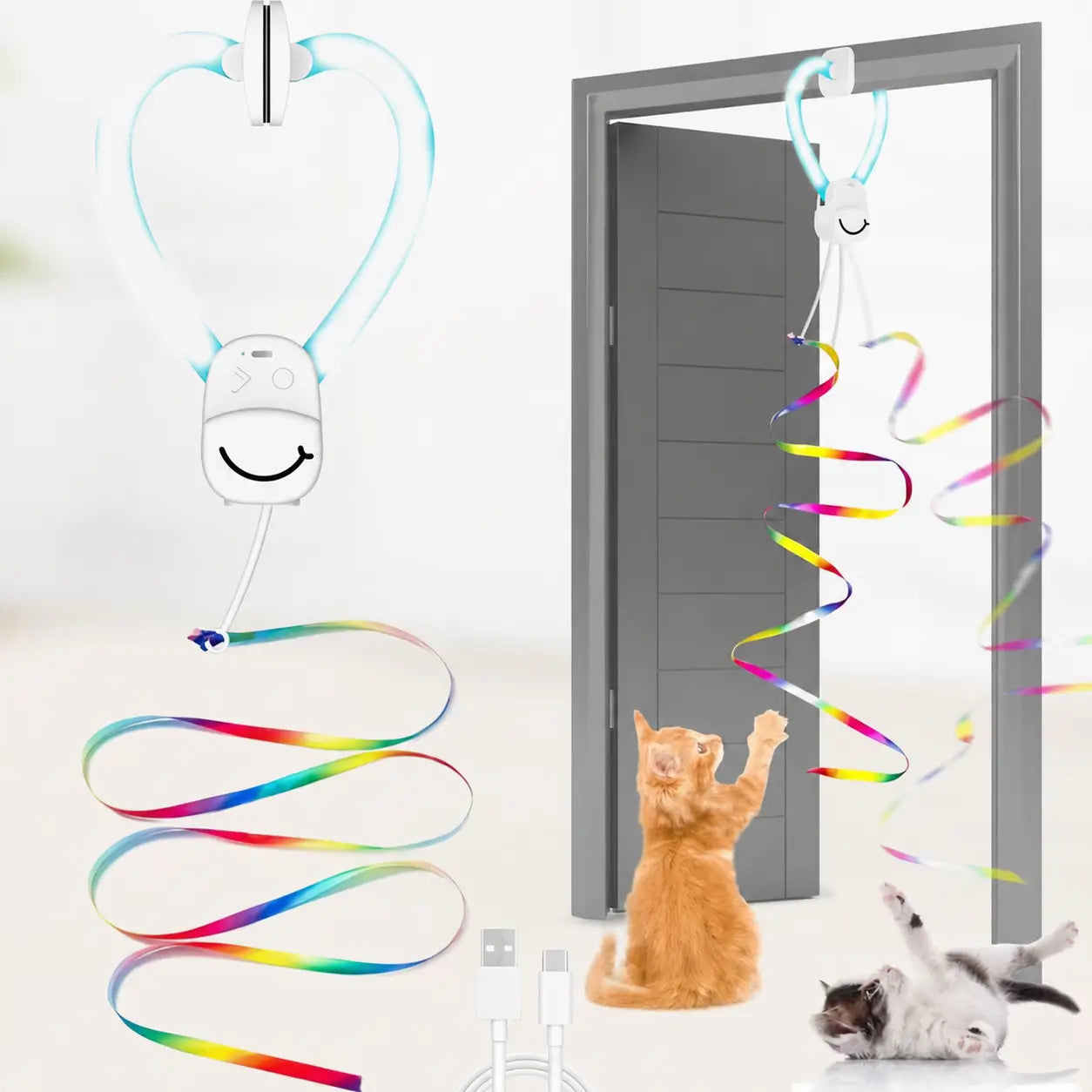 Juguete interactivo para gatos de interior con ave voladora automática USB-C para ejercicio, caza y diversión sin manos en gatitos y adultos