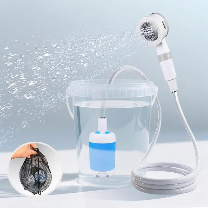 Regadera Eléctrica Portátil Recargable, Cabezal de Ducha para Exterior, Camping y Lavado de Autos