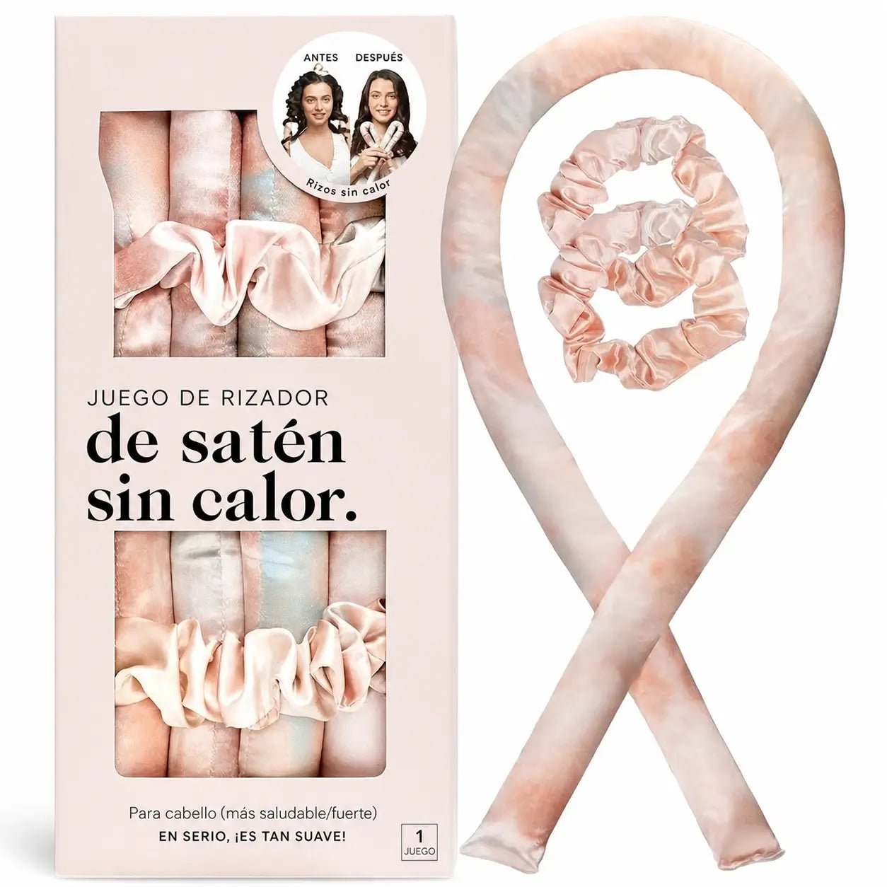 Rulos satinados sin calor jumbo flexibles de 4 piezas para ondas suaves y rizos grandes mientras duermes sin maltratar el cabello