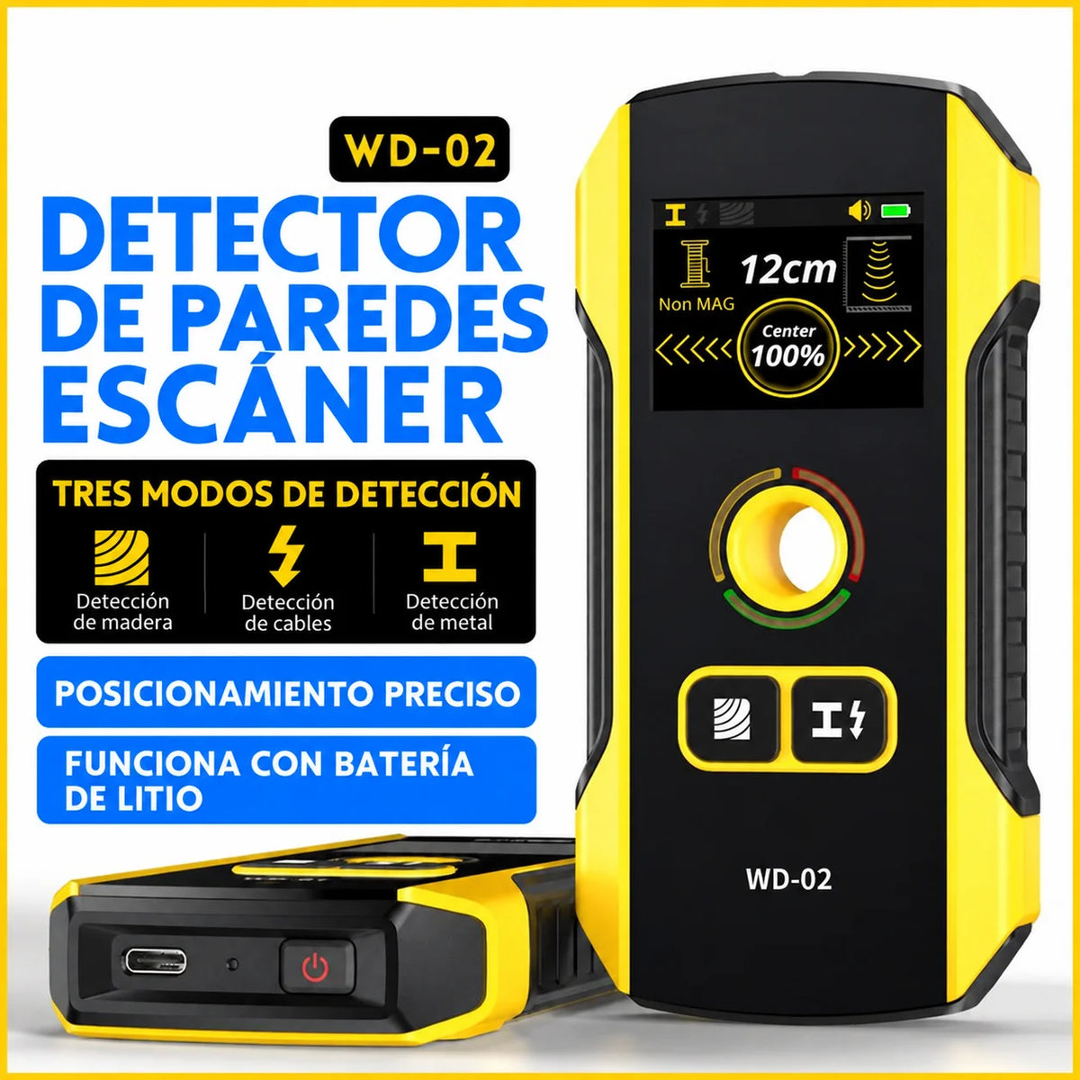 Detector de pared digital con 3 modos de detección