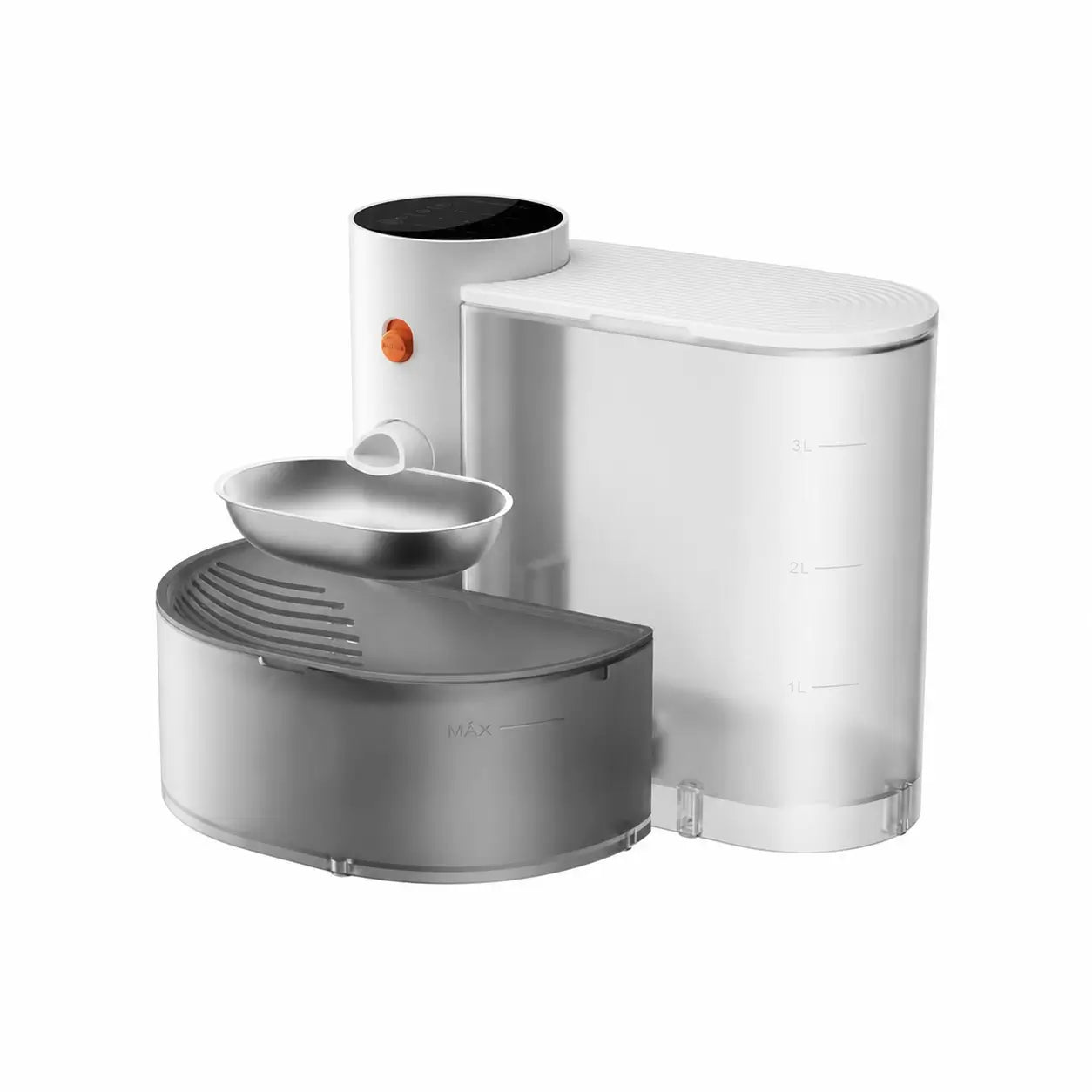 Fuente de agua automática para gatos y perros pequeños, 3.5 L, inalámbrica con tazón de acero y autorrelleno inteligente sin filtros