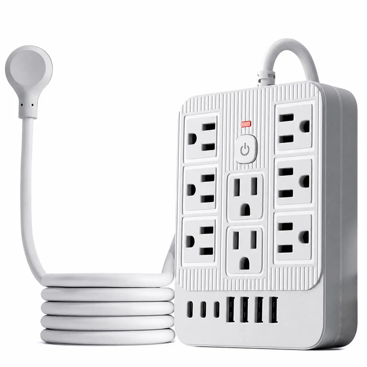 Multicontacto 15 en 1 con 8 tomas, USB-C y protección contra sobretensión para cargar varios equipos en oficina, casa y viajes