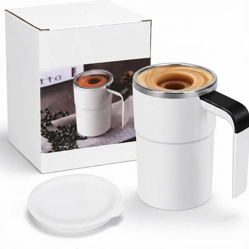Taza mezcladora eléctrica recargable con agitador magnético, pantalla LCD y acero inoxidable 304 para café, leche, cacao, oficina y uso diario